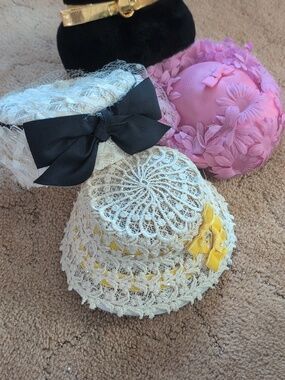Women’s Decorative Vintage Hat Collection - Pink, Cream, Black, Gold